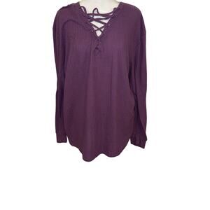 Torrid women's long-sleeve textured crepe blouse Lace-up Neckline 2X